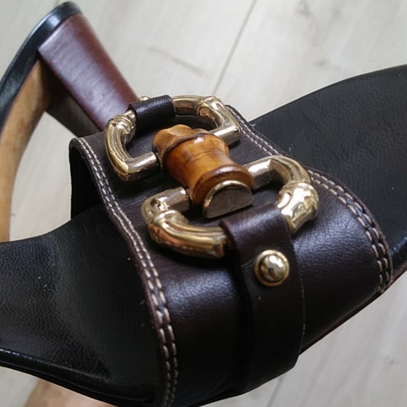 GUCCI HORSEBIT LEATHER & BAMBOO HEELS 37 - Picture 7 of 9